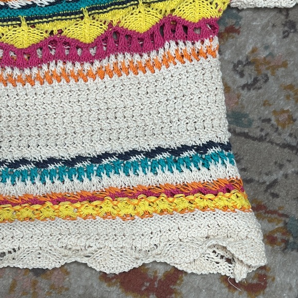 Zara Multi‎ Color Cream Crotched Cropped Cap Sleeve Top - medium - Picture 6 of 17